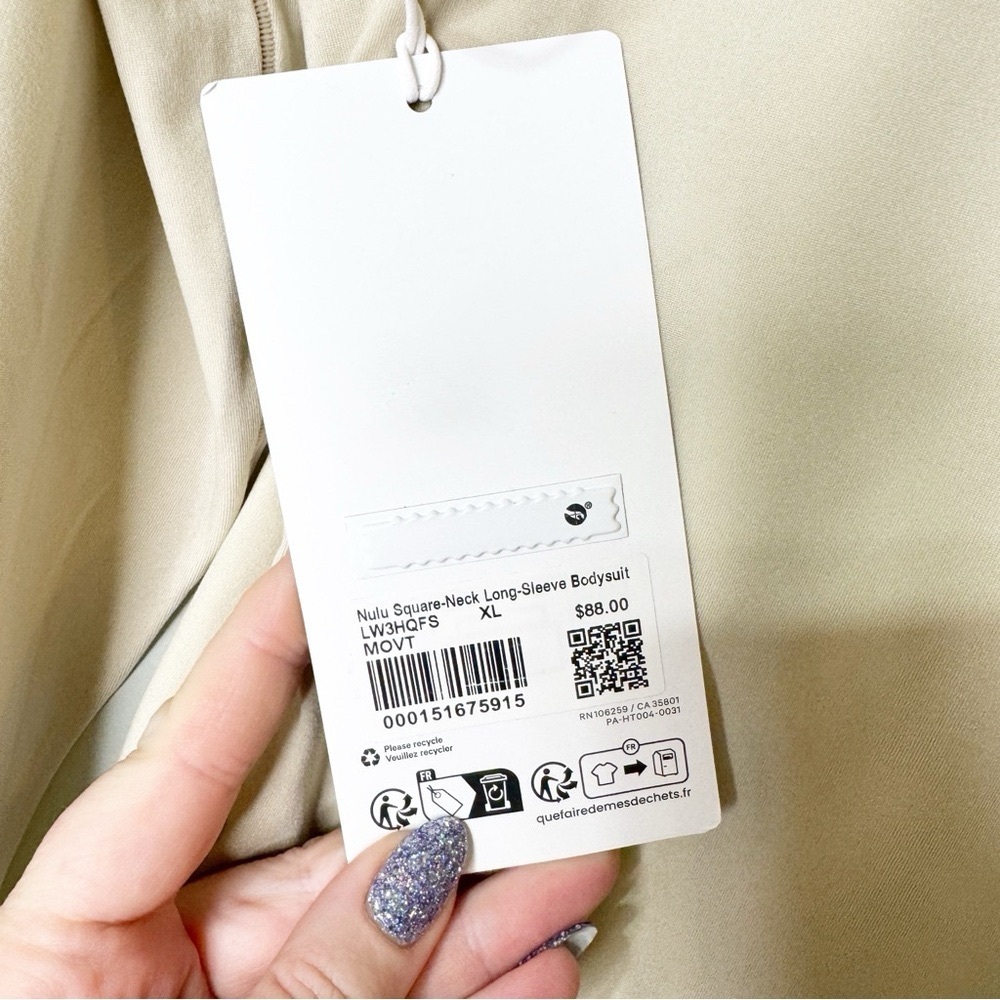 Lululemon Wundermost Nulu Square-Neck Bodysuit Long Sleeve Mojave Tan XL NWT - Picture 9 of 9